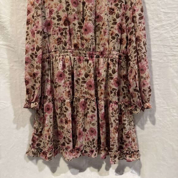 Crystal Doll  Fit & Flare Floral Chiffon Dress Size XL Ruffle Boho Romantic - Picture 6 of 9
